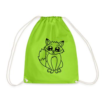 Fox Red Fox Wild Animal Clever Forest Inhabitants - Drawstring Bag - neon green - Front