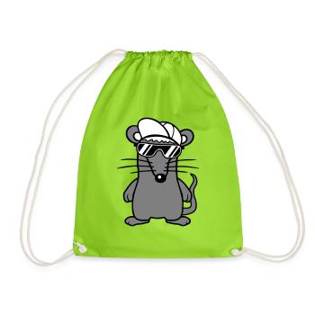 Maus Sonnenbrille Cool Cappy Mütze Hut Teenager - Turnbeutel - Neongrün - Vorne