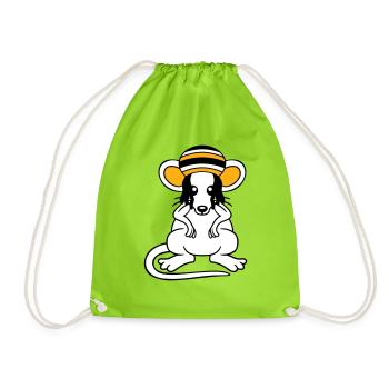 Maus Raggae Jamaika Hut Rasta Locken Chill Mütze - Turnbeutel - Neongrün - Vorne