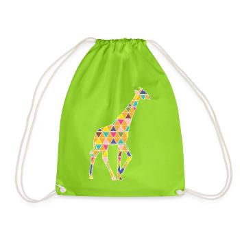 A colorful graphic Giraffe - Drawstring Bag - neon green - Front