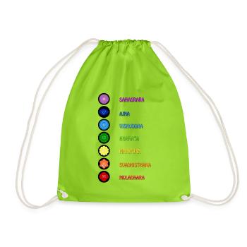 The 7 yoga spirituality chakras - Drawstring Bag - neon green - Front