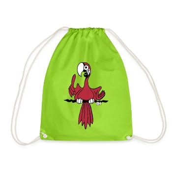 Vibrant Parrot Illustration for Apparel - Drawstring Bag - neon green - Front