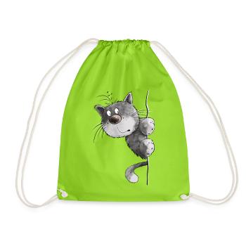Happy Cat I Cat Friends Cadeau - Sac de sport léger - vert néon - Devant