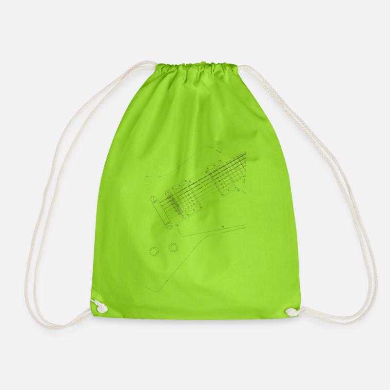 Black Explorer guitar - Drawstring Bag - neon green