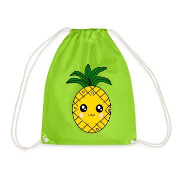 Fasching, Karneval, Kostüm, Ananas - Turnbeutel - Neongrün - Vorne