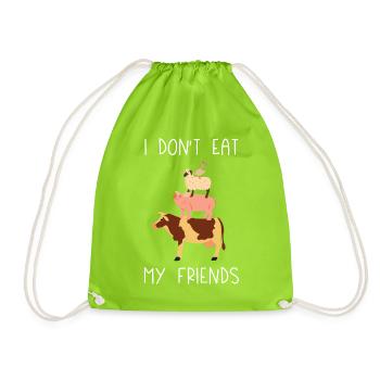 I Don't Eat My Friends - Drawstring Bag - neon green - Front