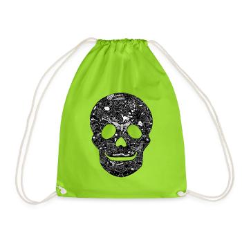 Gothic Skull Goth Style Dark Heavy Metal WGT - Drawstring Bag - neon green - Front