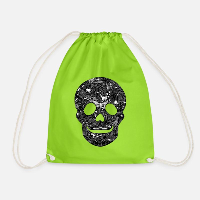 Gothic Totenkopf Goth Style düster Heavy Metal WGT - Turnbeutel - Neongrün