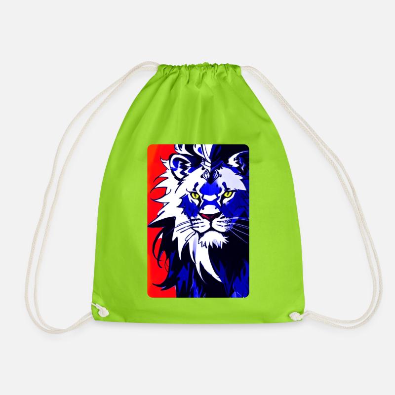 Blauer Löwe (Design1) - Turnbeutel - Neongrün