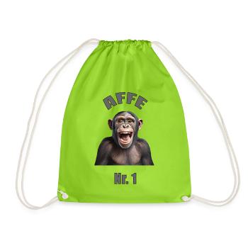AFFE - Ein tolles Affen T-Shirt !!! - Turnbeutel - Neongrün - Vorne