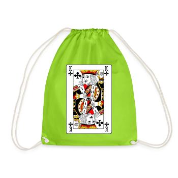 Carte à jouer roi de trèfle - Sac de sport léger - vert néon - Devant