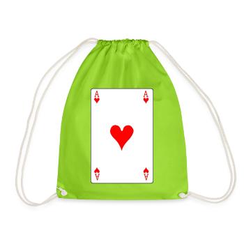Carte à jouer As de Cœur - Sac de sport léger - vert néon - Devant
