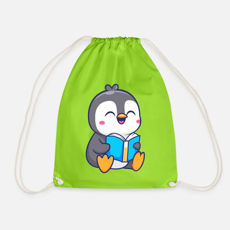 Entzückendes Pinguin-Lesebuch-Design - Turnbeutel - Neongrün