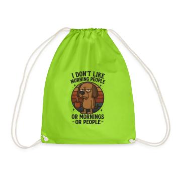 I Hate Morning People And Mornings And People - Drawstring Bag - neon green - Front