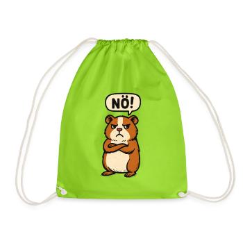 No! Guinea pig simple no funny - Drawstring Bag - neon green - Front