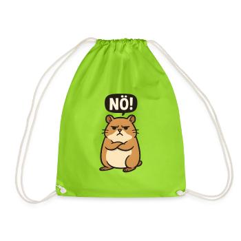 Statement Hamster Nope Just No No Don't Want to - Drawstring Bag - neon green - Front