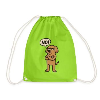 Nope funny saying dog - Drawstring Bag - neon green - Front