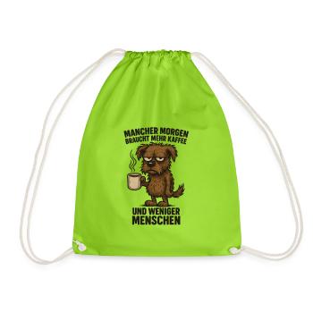 Morning grouches more coffee office - Drawstring Bag - neon green - Front