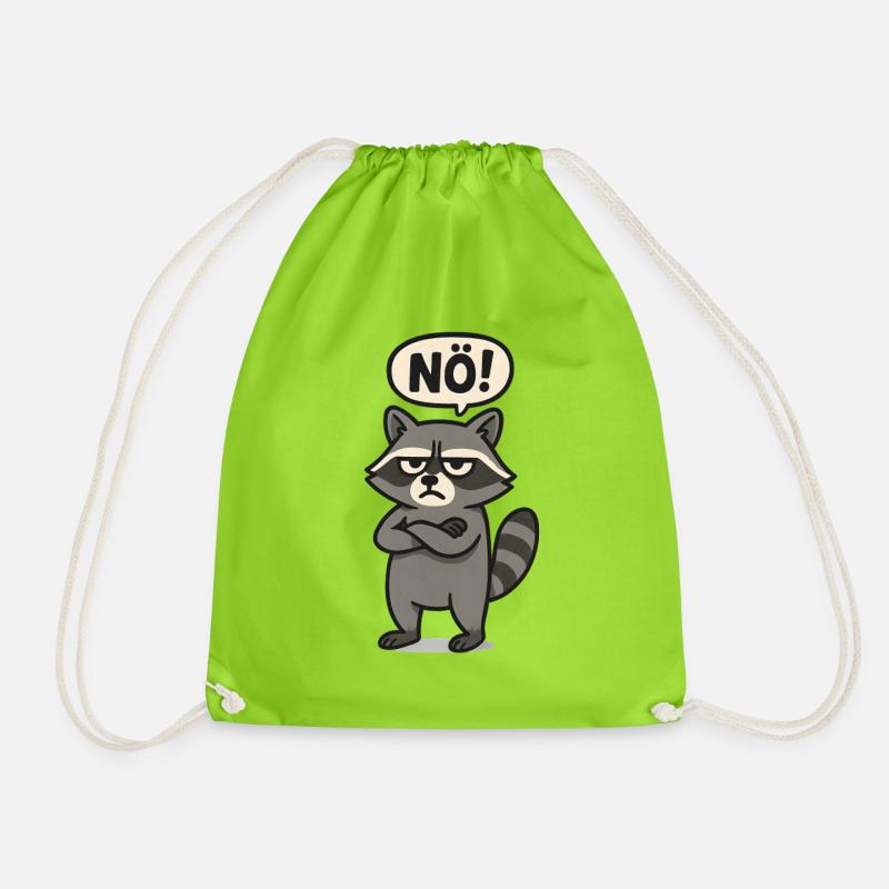 Just Nope Statement Raccoon - Drawstring Bag - neon green