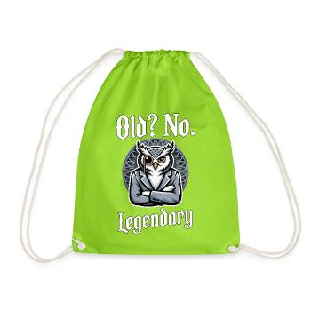 Old No Legendary Owl Birthday - Drawstring Bag - neon green - Front