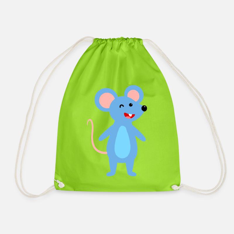 Winking blue mouse - Drawstring Bag - neon green