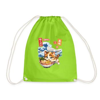 Kawaii Cats Ramen Nouilles Japon Rétro - Sac de sport léger - vert néon - Devant