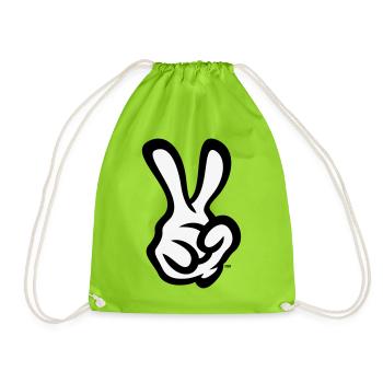 Victory Hand Sign (Right Hand / POS / 2C) - Drawstring Bag - neon green - Front