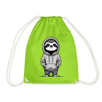 Paresseux en sweat à capuche - Sac de sport léger - vert néon - Devant