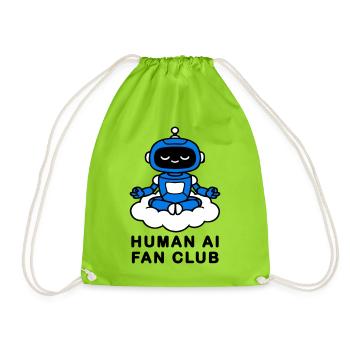 Human AI Fan Club - Drawstring Bag - neon green - Front