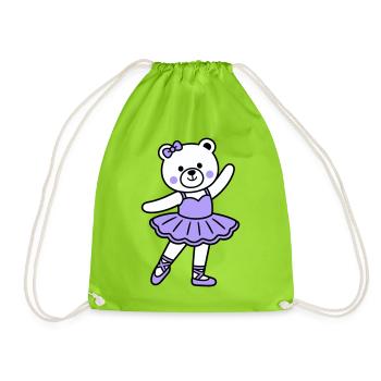 Bear ballet - Drawstring Bag - neon green - Front
