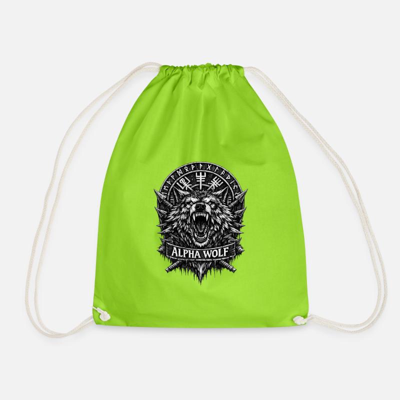 Alpha Wolf Runenwappen - Turnbeutel - Neongrün
