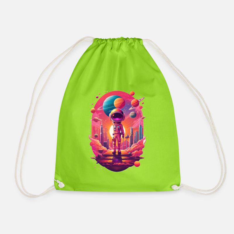 Astronaut im Neon-Stadtplanet - Turnbeutel - Neongrün