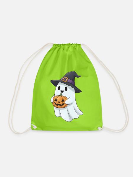 Gespenst an Halloween - Turnbeutel - Neongrün