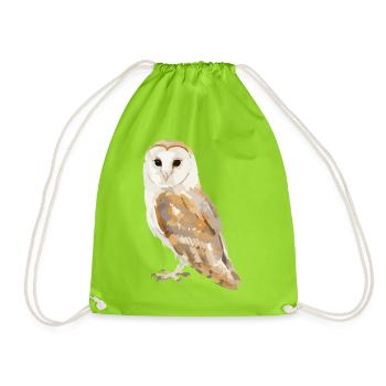 Portrait de hibou en tons terreux - Sac de sport léger - vert néon - Devant