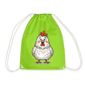 Lustiges Verwirrtes Huhn Funny Chicken - Turnbeutel - Neongrün - Vorne