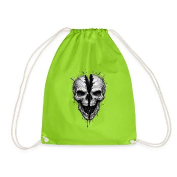 Split Skull Gothic Horror-Grafik - Turnbeutel - Neongrün - Vorne