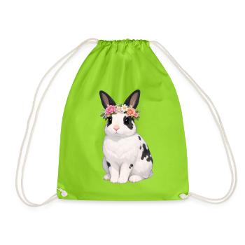 English Snail Rabbit - Drawstring Bag - neon green - Front