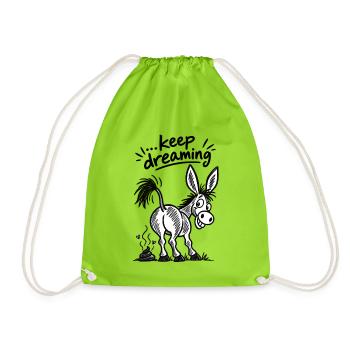 Âne de dessins animés en noir et blanc avec un grand sourire - Sac de sport léger - vert néon - Devant