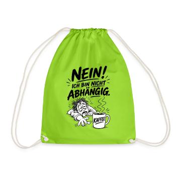 Kaffee Abhängig - Turnbeutel - Neongrün - Vorne