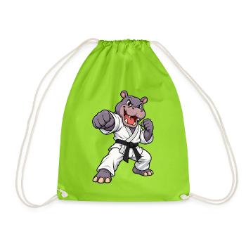 Starkes Nilpferd beim Karate - Turnbeutel - Neongrün - Vorne
