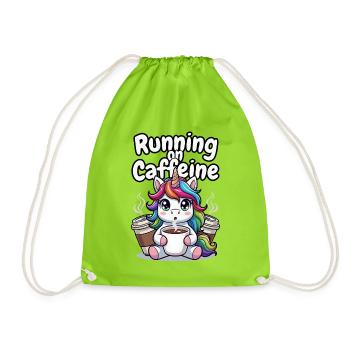 Caffeine Fueled Unicorn - Drawstring Bag - neon green - Front