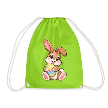 Osterhase Kawaii Style – Süßes Ostermotiv - Turnbeutel - Neongrün - Vorne