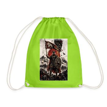 Wikingerkriegsherr mit Rotem Banner - Turnbeutel - Neongrün - Vorne