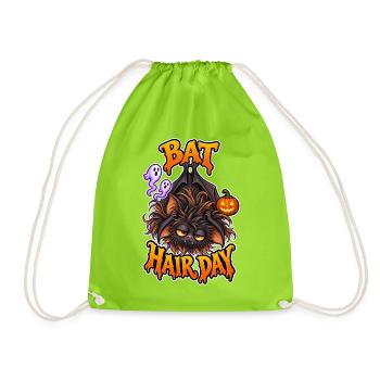 Fledermaushaartag, lustige Halloween-Fledermaus, schlechter Haartag - Turnbeutel - Neongrün - Vorne