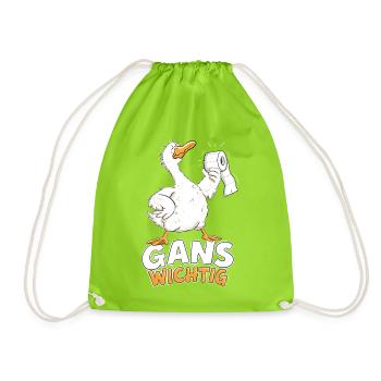 Gans Wichtig Klopapier Gänse Wortspiel Humor - Turnbeutel - Neongrün - Vorne