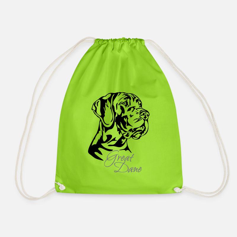 Great Dane Wilsigns Hundeportrait Hunde Dogge - Turnbeutel - Neongrün