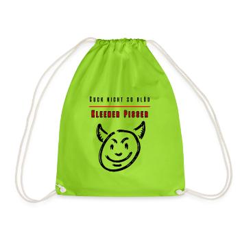 Guck nicht so blöd Kleiner Pisser-Party Fun Shirt - Turnbeutel - Neongrün - Vorne