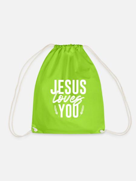 Jesus Christ of Nazareth Faith Bible Jesus - Drawstring Bag - neon green