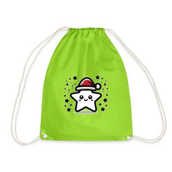 Star Cute Poinsettia - Drawstring Bag - neon green - Front