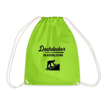 Dachdecker in Ausbildung Dachdeckerausbildung - Turnbeutel - Neongrün - Vorne